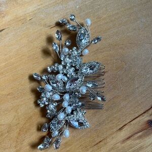 Elegant Silver and White Hair Comb wedding